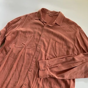 Camicia vintage Tianello uomo XL arancione manica lunga tencel baggy anni 90 made in USA - Foto 1 di 8