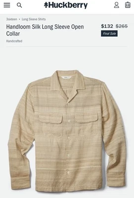 Camisa 3sixteen Travertino Telar Manual Seda Manga Larga Cuello Abierto Talla XL Foto 1 de 4