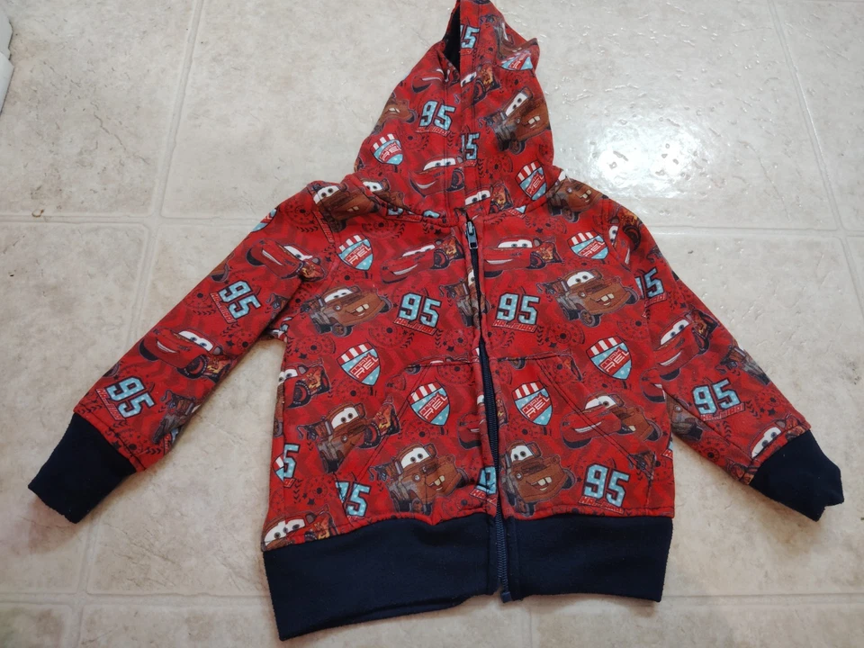 Vintage Cars Disney Pixar Hoodie McQueen And Mater Boys 2T Jacket  - Image 1 of 4