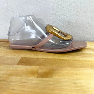 Sandalias Jeffrey Campbell Tanga Puntera Cuadrada Linques Oro Jalea Rubor Rosa Talla 7 Foto 1 de 4