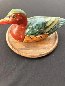 VTG Wooden Wood Duck Hand Painted Hunting Rustic Cabin Mancave Decor B97 - Picture 1 of 9