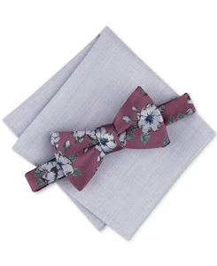 Bar Iii Mens Bow Tie Pocket Square One Size Red Sondley Floral - Picture 1 of 1