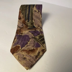 Vintage Structure Multi-Color Abstract 100% Silk Tie 3-3/4” x 55” Italian Fabric - Picture 1 of 8