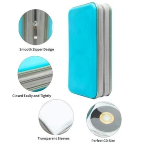 Estuche de transporte de CD DVD Soporte de almacenamiento de disco Funda de CD Cartera Ideal para en coche AZUL CIELO - Imagen 1 de 5