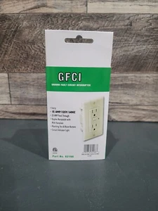 Neu GFCI Steckdose 15 AMP Elfenbein mit Wandplatte & Schrauben Teil 62168 - Bild 1 von 4