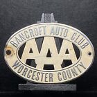 Vintage Aaa Bancroft Auto Club Worcester County License Plate Topper Rare!!!