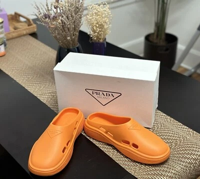 Новый! Prada папайя оранжевый пены / резиновый мулов - мужской размер 13 США, (Prada размер 12) - Изображение 1 из 4