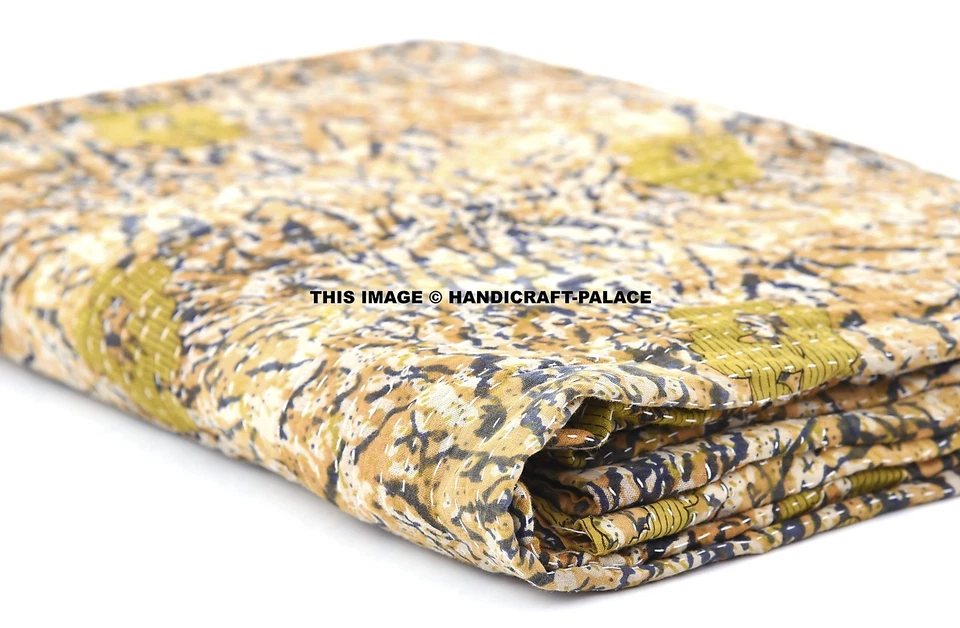 Colcha Vintage India Kantha Patchwork Lavable Reversible De Algodón Gudari - Imagen 1 de 1