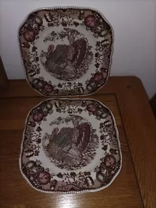 Two Johnson Brothers His Majesty Square Side Plates Turkey Corn 19cm. (8) - Picture 1 of 5