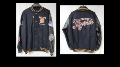 Detroit Tigers Men's L World Series Champs Jacket w/Faux Leather Sleeves B1 708 - Image 1 of 4