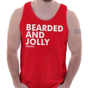 Bearded Jolly Christmas Hipster Santa Claus Mens Tank Top Sleeveless T-Shirt - Picture 1 of 12