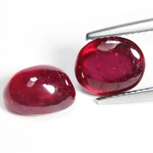 Par de piedras preciosas cabujón ovalado 9,07 quilates rubí natural genuino de África 9,5 x 7,7 x 5,6 mm - Imagen 1 de 4
