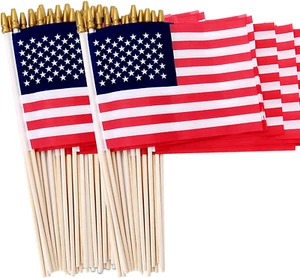 200 Pack Small American Flags on Stick Small US Flags/Mini American - Picture 1 of 12