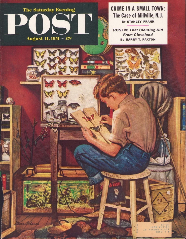 1951 AUG 11 Butterfly Collector SATURDAY EVENING POST COVER ONLY #2 - Image 1 of 3