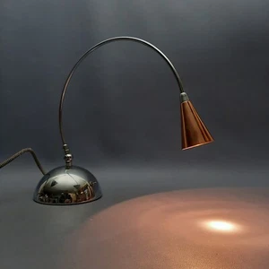 Lampada Da Tavolo Disegno Luce Arch Design Color Cromato E Rame Vintage Anni ‘90 - Imagen 1 de 16