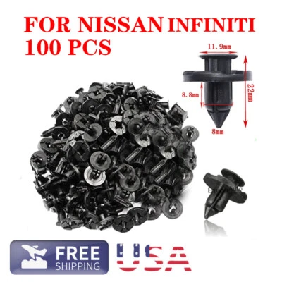 Bumper Clips Retainer Rivets Fastener Plastic Fender Push For NISSAN 100Pcs 8mm - Image 1 of 4