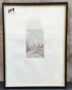 DIPINTO A CHINA CAMPANILE FIRMATO RITMASTER QUADRO CORNICE IN LEGNO - Imagen 1 de 4