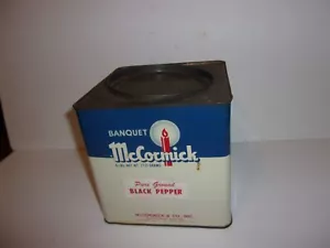 Vintage McCormick Banquet Brand Black Pepper Large Square Empty Tin - Picture 1 of 6