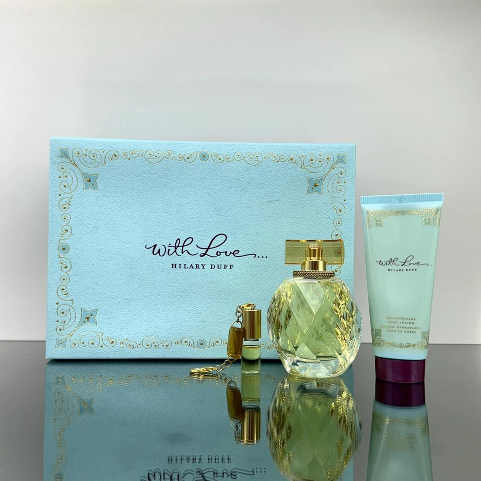 WITH LOVE by HILARY DUFF 3pc set 3.3oz EDP Spray +3ml (mini) +3.3oz BODY/LOTION - Image 1 of 1