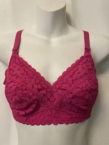 Momanda 32C Women's Lace Nursing Pumping Bra Wirefree Maternity Bralette Pink - Picture 1 of 8