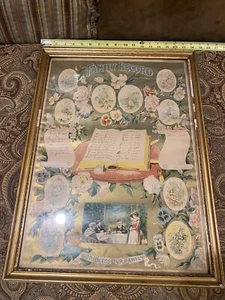 Framed Antique 1800’s Home Art Co. Family Tree Record Lithograph / Picture - Picture 1 of 15
