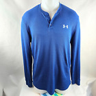 Under Armour Shirt Mens Large Blue Henley Thermal Waffle Athletic Layer Outdoors