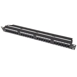 24-Port CAT6 Mountable Patch Panel 1U Black Easy Install For Networks 19" Rack - Picture 1 of 5