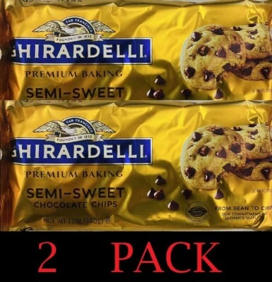2x GHIRARDELLI Chips de Chocolate Semi Dulces Premium Hornear Chips Bolsa de 12 OZ Paquete de 2 Foto 1 de 3