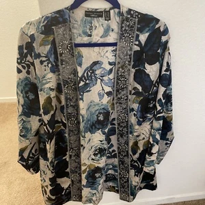 Beautiful Susan Graver Artisan open front floral cardigan, PM, NWOT - Picture 1 of 6