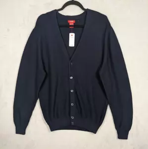 Neu mit Etikett Izod Strickjacke Pullover Herren mittelblau Baumwolle Strick V-Ausschnitt klassisch Opa - Bild 1 von 8