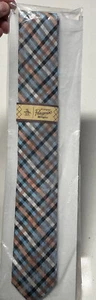 Penguin by Munsingwear Skinny Tie Blue/Pink/White Plaid NWT - Picture 1 of 4