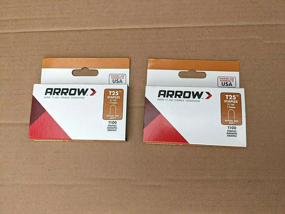 2 BOXES (2200) ARROW T25 ROUND CROWN WIRE AND CABLE STAPLES 11MM - Image 1 of 1