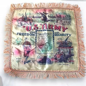 WWII Sweetheart Pillow Cover US Army Field Artillery Freedom Security Keepsake - Picture 1 of 9