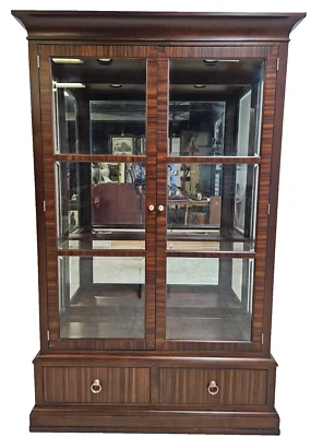 Ethan Allen Brighton 桃花心木中国橱柜突破架展示斑马木 — 第 1/4 张图片