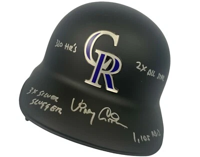 Vinny Castilla autographed inscribed full size helmet Colorado Rockies PSA COA - Image 1 of 4
