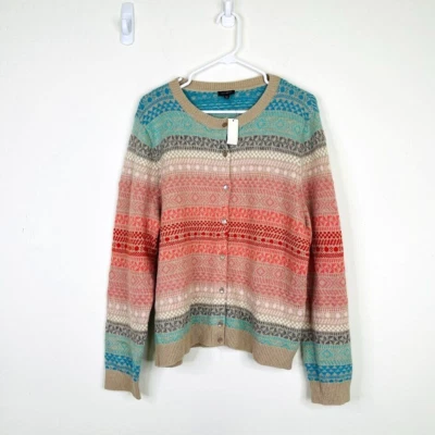 NUEVO Cárdigan Suéter Talbots Talla XL Botones Lana Mohair Geométrico Colorido Foto 1 de 4