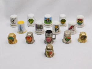 LOTE de dedal de metal de porcelana vintage de 15 piezas pintado a mano Sudáfrica París y más - Imagen 1 de 16