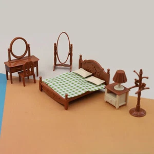 1 juego de miniaturas para casa de muñecas escala 1:12 tocador de cama mesita de noche muebles de dormitorio - Imagen 1 de 5