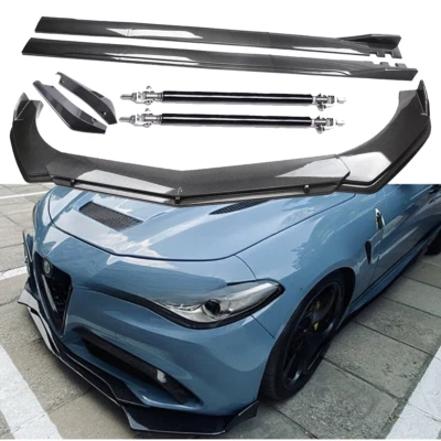 Carbon Fiber Front Bumper Lip Spoiler & Side Skirt For Alfa Romeo Giulia Foto 1 de 4