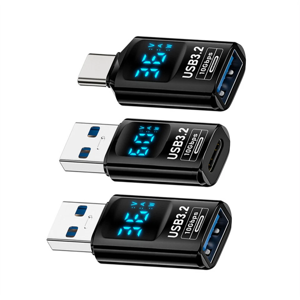 CY 3pcs/lot Type-C Smart LED Display USB-C to USB3.2 10Gbps Data Fast Charging - Image 1 of 1