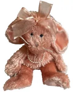 De colección 2001 Ganz Heritage Peluche Conejo de Pascua Rosa con Arco de Perlas 9” Perla - Imagen 1 de 10