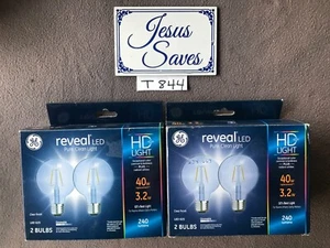 4- Reveal LED Light Bulb, Clear, 3.2w Dimmable G25 Led3dg25-crclot2 T844 - Picture 1 of 2