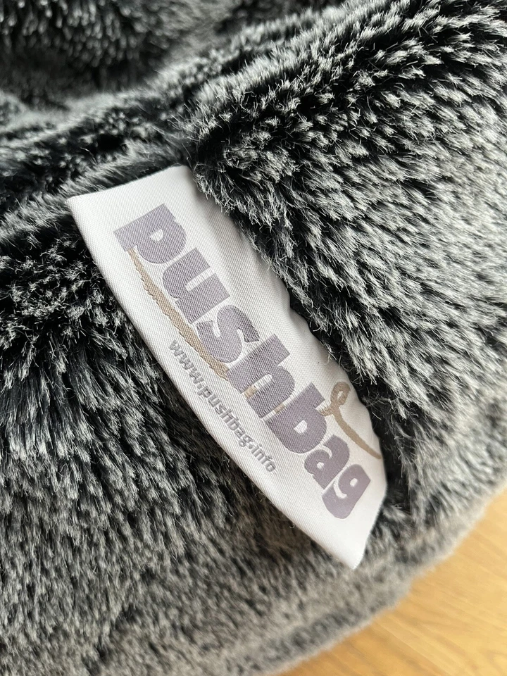 Sitzsack PUSHBAG grau schwarz BAG500 Kunstfell Fellimitat Fell Flokati XXL  - Bild 1 von 4