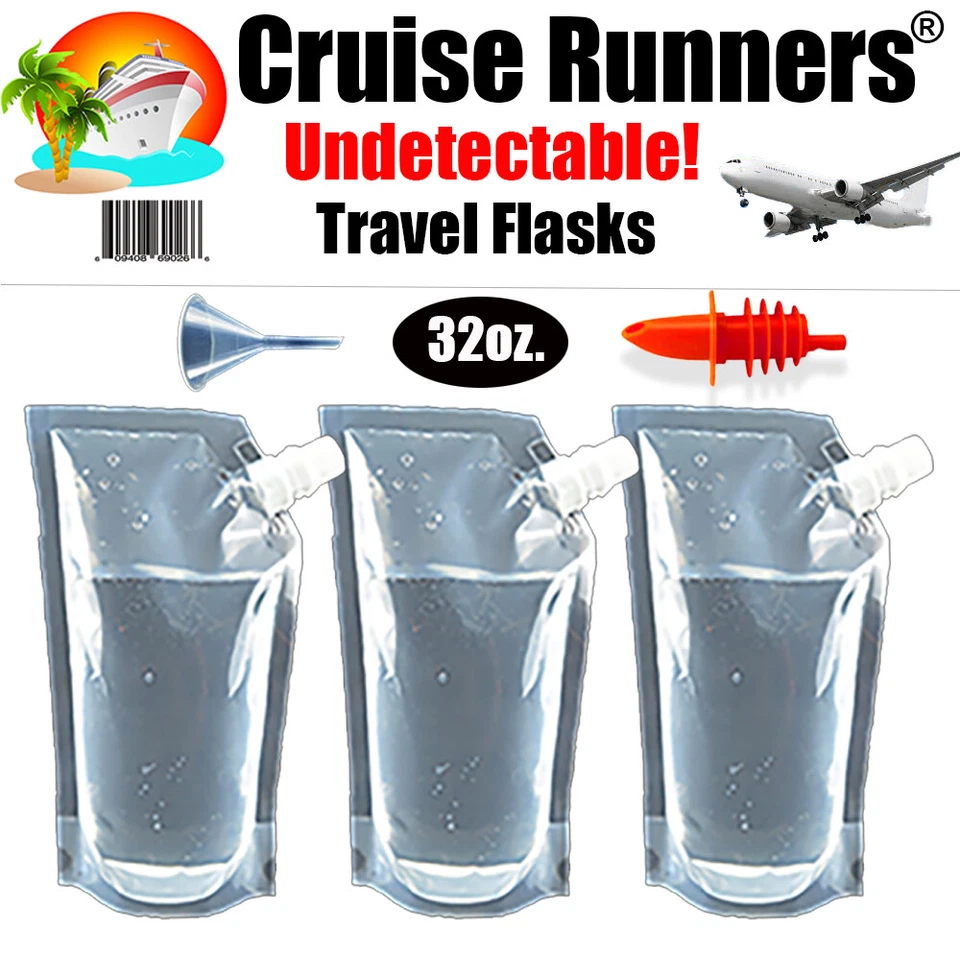 Cruise Flask Kit 2 Runners Rum Sneak Smuggle Alcohol Liquor Booze Wine Travel