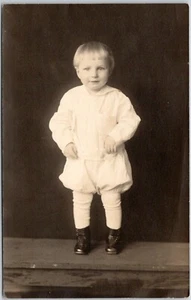 Toddler Child Standing RPPC Real Photo Vintage Postcard Unposted - Picture 1 of 2