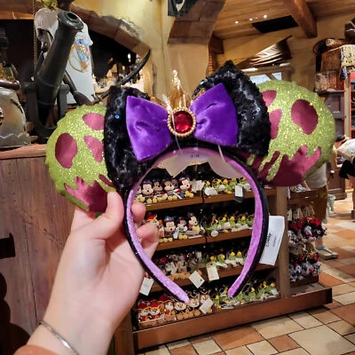 Snow White Evil Queen Poison Apple Disney* Resort Minnie Mouse Ears Bow Headband - Image 1 of 4