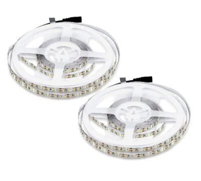 Striscia LED 2 x 5 MT Adesiva Bobina Luce Calda 600 LED Smd 5050 IP65 2 Pezzi - Immagine 1 di 4