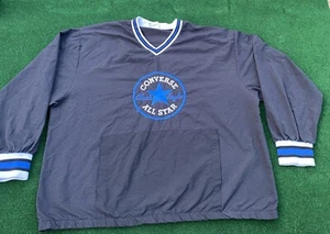 Vintage Converse Chuck Taylor All Star Black Nylon Pullover XL Windbreaker USA - Picture 1 of 11