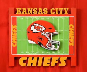 Kansa City Chief Wooden Team Logo, NFL 3D wall Decor Hanging Art Work - Picture 1 of 10