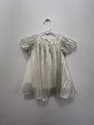 Vestido Elegante Nordstroms Infantil Niña Talla 6 Meses Crema/Dorado Brillante Foto 1 de 4